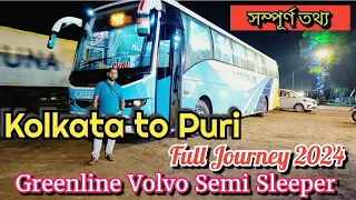 Kolkata to Puri Full Bus Journey | Greenline Volvo Semi-Sleeper | #puritravelvlog #greenline #puri