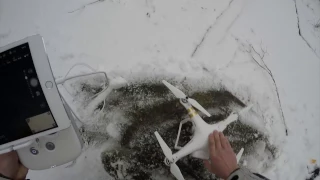 dji phantom 3 professional flying in snow