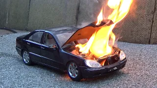 Model Mercedes Car Engine Catches Fire