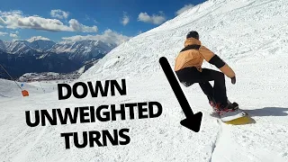 Down Unweighted Snowboard Turns