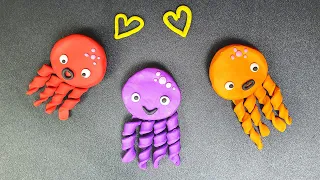 Octopus clay toys making How to make Octopus  by polymer clay Video for Toddlers Octopus clay art