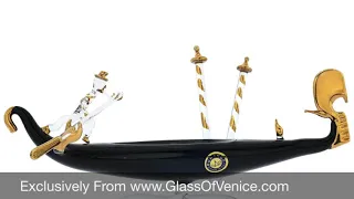 Murano Glass Blown Gondola With Gondolier   Medium