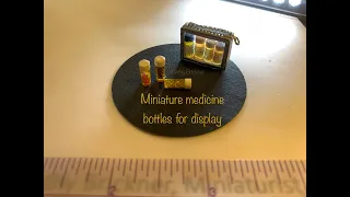 1:12 scale Miniature medicine bottles for display in dollhouse or medical scene. Easy, DIY how-to