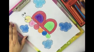 Teaching Kids Draw using Letters : How to Draw a Cartoon Butterfly using Letter B