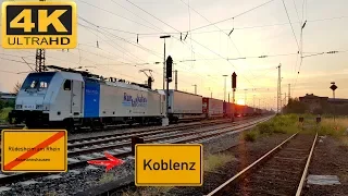 【4K】 Führerstandsmitfahrt Rechte Rheinstrecke Rüdesheim BF nach Koblenz HBF über Osterspai,Lahnstein