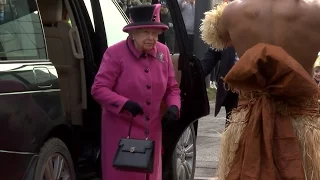 The Queen gets at Fijian welcome at the UEA in Norwich