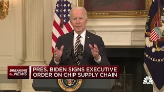 President Joe Biden signs executive order to streamline chip supply chain