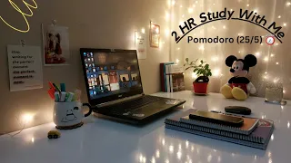 2-Hr study with me | pomodoro (25/5) | ambient piano and rain 🌧 🎶. Let's study together.