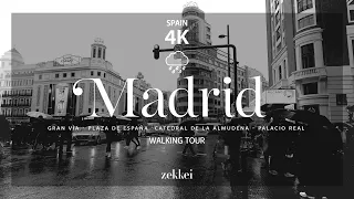 WALKING TOUR🚶🏻🚶🏻‍♀️🌧️ MADRID - 4K - Gran Vía - Plaza de España - Palacio Real -Zekkei WalkingTours