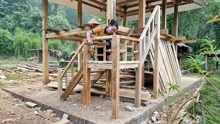 Wooden house 2023 - How to make a 2-story wooden staircase - Handicraft | Trieu Mai Huong