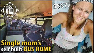 Single mom w/ 3 teenagers turns old BUS into their TINY HOME