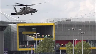 US Army helicopters takeoff from London carpark!