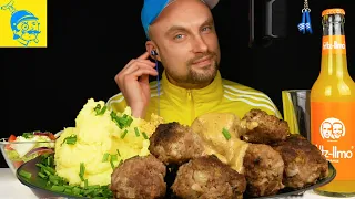 (Mukbang) ASMR Swedish meatballs 💛💙 (English subtitles) - GFASMR