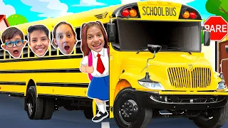 Jéssica e Seus amigos aprendem Regras de Segurança e conduta no ônibus escolar