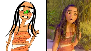 moana's grandma tala knows best | moana funny moment beach drawing meme