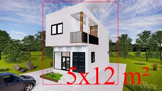 5x12 m² Simple House Design 🏡 | Modern House Design | SLDesignArch*