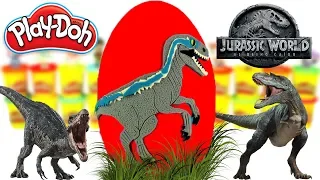 Huevo Sorpresa Gigante de Velociraptor Blue de Jurassic World 2 Plastilina Play doh Español