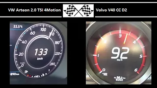 VW Arteon 2.0 TSI 4Motion VS. Volvo V40 CC D2 - Acceleration 0-100km/h