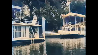 Barging from old London to Shepperton along the Thames in 1924 in colour! [AI enhanced & colorized]