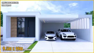 Simple House Design | 9.5m x 19m with swimming pool | 3Bedroom