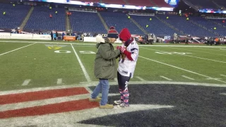 Future Son-in-law proposes to my daughter at Patriots Gillette Stadium 50 yard line