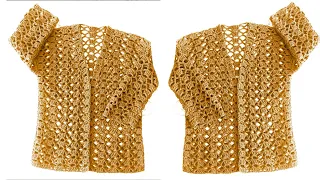 Very Easy 💯 Crochet New Stitch for Sweater Vest Cardigan Top Blouse