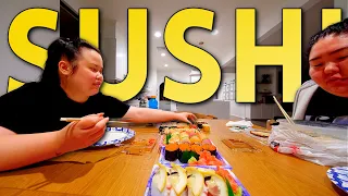 SUSHI MUKBANG 먹방 Spicy Tuna Roll + Salmon Roll + Shrimp Roll + Scallop Roll Eating Show! (SO GOOD!)
