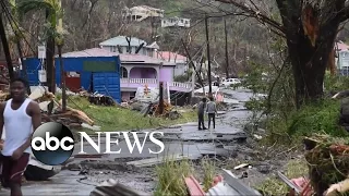 On the island of Dominica, nearly complete destruction by Hurricane Maria