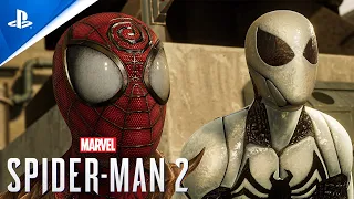 Marvel's Spider-Man 2 New Game Plus Miles King in Black and Peters Black Suit White Variant Gameplay