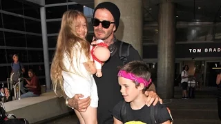 David Beckham Looks So Proud Of Birthday Girl Harper Arriving In L.A.