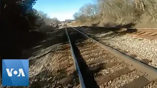 Moment US Officer Hit By Train Captured on Body Camera