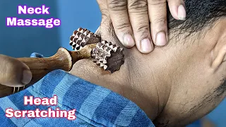 Head Scratching With 3d Sound | Neck Massage With Wooden Tool | Neck Crack | Tapping Sound