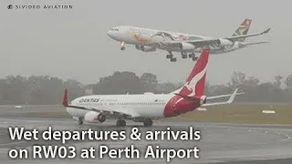 Wet Departures and Arrivals at Perth Airport.