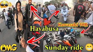Zx10r Vs Hayabusa 🤯 Sunday RideTraining Back workout❤️.🔥 @Risky-biker   #motovlog 🔥#vlogs #omg 😱