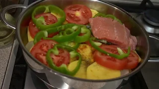 Форель тушенная с овощами, или хашлама из форели.