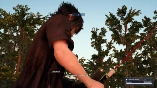 Final Fantasy XV Gladiolus teasing Noctis while he's fishing