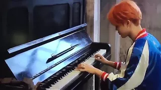 Jimin, Yoongi and Taehyung playing the piano; compilation