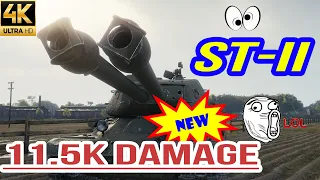 ST-II: Highest  Damage 11.5k - WOT Replays 4K HD