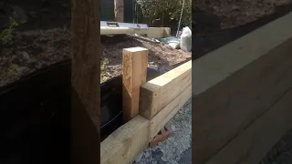 sleeper steps and retaining wall