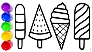 How To Draw Ice Cream | Ice cream Drawing, Painting & Coloring for Kids and Toddlers