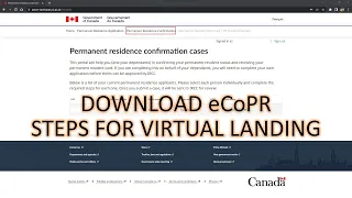 Virtual Landing | Steps | eCoPR | New Online PR Confirmation Portal | Canada PR Spousal Sponsorship