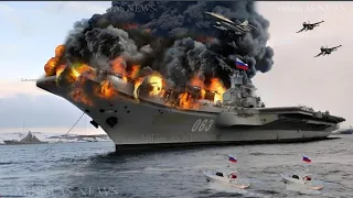 1 MINUTE AGO!  Just Arriving in the Black Sea Russian Aircraft Carrier Destroyed by Ukrainian Troops