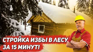 Стройка избы в лесу за 15 минут/Все этапы в одном фильме/Законность строительства