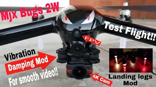 MJX Bugs 2W HD Cam (Vibration Damping Mod) Landing Legs Mod - Flight Test