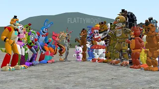 ALL GLAMROCK ANIMATRONICS VS ALL ROCKSTAR, TOY, WITHERED, AND OTHER ANIMATRONICS! Garry's Mod (FNAF)