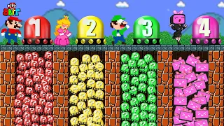 Super Mario Bros. Wonder - Mario, Luigi & TV Woman Press the 999 Colored P-Switches | Game Animation