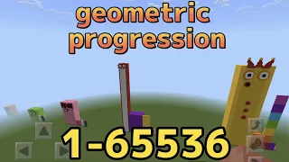 Numberblocks geometric progression 1-65536 in Minecraft