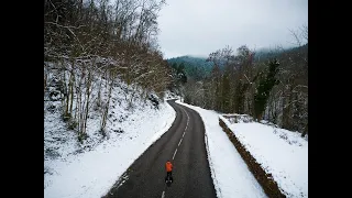 Cycling on snow in the mountains with my dad