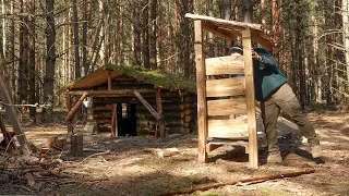 Dugout cabin, Shelter buiding, Place for firewood from what I found