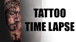 TATTOO TIME LAPSE | Jesus Realism Tattoo